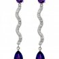 DD-1336W: 14K. GOLD CHANDELIERS WITH DIAMONDS & AMETHYST EARRINGS