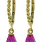 DD-3086Y: 14K. SOLID LEVER BACK EARRING WITH BRIOLETTE PINKTOPAZ