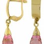 DD-1966Y: 14K. SOLID GOLD DANGLING EARRINGS WITH PINK TOPAZ