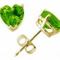 DD-1814Y: 14K.SOLID GOLD STUD EARRINGS W/NATURAL HEART PERIDOTS