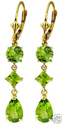 14K SOLID GOLD LEVER BACK EARRINGS WITH NATURAL PERIDOT