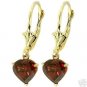 DD-1803Y: 14K. GOLD LEVER BACK EARRINGS WITH NATURAL HEART GARNET