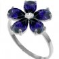 DD-R-3419W: 14K.WHITE SOLID GOLD RING W/NATURAL DIAMOND & SAPPHIRES