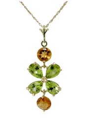 DD-1561Y: 14K. SOLID GOLD EARRINGS WITH NATURAL PERIDOT & CITRINE
