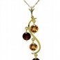 DD-2096Y: 14K.SOLID GOLD NECKLACE NATURAL  GARNET & CITRINE