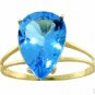 DD-R-2001Y: 14K. SOLID GOLD RING W/ NATURAL PEAR SHAPE BLUE TOPAZ