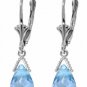 14K. WHITE LEVER BACK EARRING NR. BRIOLETTE BLUE TOPAZ