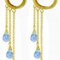 DD-3498W: 14K.SOLID GOLD CHANDELIERS EARRINGS WITH BLUE TOPAZ