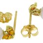 DD-3071Y: 14K. GOLD STUD EARRINGS WITH NATURAL  PEARLS & CITRINES