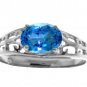 DD-R-2388W: 14K. WHITE GOLD FILIGREE RING WITH  NATURAL BLUE TOPAZ