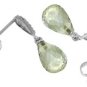 14K. EARRINGS WITH NATURAL DIAMONDS & GREEN AMETHYSTS