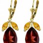 DD-1995Y: 14K. SOLID GOLD LEVERBACK EARRINGS CITRINES  & GARNETS