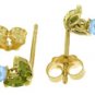 DD-3075Y: 14K.SOLID GOLD STUD EARRING WITH PERIDOT & BLUE TOPAZ