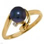 DD-2981W: 14K. LEVER BACK EARRINGS W/NR. DIAMONDS & BLACK PEARLS