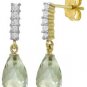 DD-3891W: 14K GOLD  EARRING WITH NATURAL DIAMOND & GREEN AMETHYST
