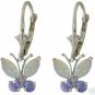DD-2204W: 14K. WHITE GOLD BUTTERFLY EARRING WITH OPAL & TANZANITE