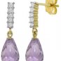 DD-3885W: 14K.SOLID GOLD  EARRING WITH NATURAL DIAMOND & AMETHYST
