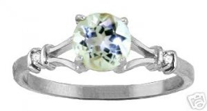 DD-2016W: 14K. GOLD RING WITH NATURAL DIAMONDS & ROUND AQUAMARINE
