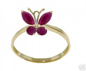 DD--2343Y: 14K. SOLID GOLD BUTTERFLY RING WITH NATURAL  RUBYS