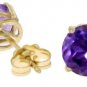 DD-1193W: 14K. GOLD RING WITH NATURAL DIAMONDS & ROUND AMETHYST