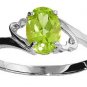 DD-1322W: 14K. SOLID WHITE GOLD RING WITH  NATURAL OVAL PERIDOT