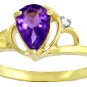 DD-R-1247Y: 14K. SOLID GOLD RING WITH NATURAL DIAMOND & AMETHYST