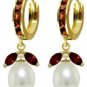 DD-3113Y: 14K. SOLID GOLD NECKLACE WITH NR. GARNETS & PEARL