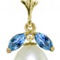 DD-3115Y: 14K. SOLID GOLD NECKLACE WITH NR. BLUE TOPAZES & PEARL
