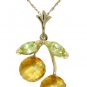 DD-4008: 14K. SOLID GOLD NECKLACE WITH CITRINES & PERIDOTS