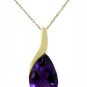 DD-1626Y: 14K. SOLID GOLD  NECKLACE W/ NATURAL  12x8 mm AMETHYST