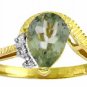 DD-2983Y: 14K. GOLD RING WITH NATURAL DIAMONDS & GREEN AMETHYST
