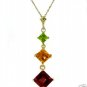 DD-1728Y: 14K. SOLID GOLD NECKLACE NATURAL MULTI GEMSTONES