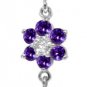 DD-3453W: 14K.WHITE GOLD NECKLACE W/ NATURAL AMETHYSTS & DIAMOND