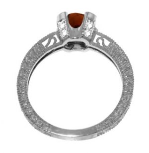 DD-3051W: 14K. WITHE GOLD RING WITH NATURAL DIAMONDS & GARNET