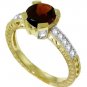 DD-3051W: 14K. WITHE GOLD RING WITH NATURAL DIAMONDS & GARNET