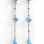 DD-1344W: 14K. CHANDELIERS EARRINGS  NR.  DIAMONDS & BLUE TOPAZ