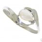DD--2213W: 14K. WHITE SOLID GOLD RING WITH NATURAL DIAMOND & OPAL