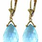 DD-2210Y: 14K. GOLD LEVERBACK EARRING W/NR. BRIOLETTE BLUE TOPAZ