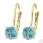 DD-1928Y: 14K. SOLID GOLD LEVERBACK EARRINGS NATURAL BLUE TOPAZ