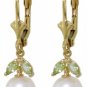 DD-2456Y: 14K. GOLD LEVER BACK EARRINGS W/NR. PEARLS & PERIDOTS