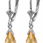 DD-1581W: 14K.WHITE GOLD LEVER BACK EARRING NR. BRIOLETTE CITRINE