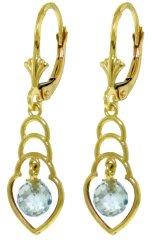 DD-4141W: 14K. SOLID GOLD EARRINGS WITH NATURAL BLUE TOPAZ
