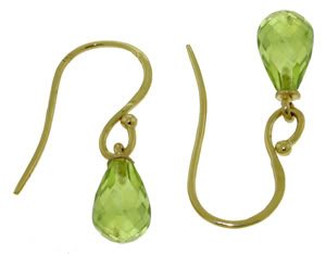DD-2995Y: 14K. SOLID GOLD FISH HOOK EARRINGS WITH NATURAL PERIDOT