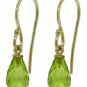 DD-2995Y: 14K. SOLID GOLD FISH HOOK EARRINGS WITH NATURAL PERIDOT