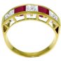 DD--3539: 14K. SOLID GOLD RING WITH  NATURAL WHITE TOPAZ & RUBIES