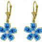 DD-3364W: 14K.WHITE GOLD FLOWER EARRINGS W/ DIAMONDS & BLUE TOPAZ