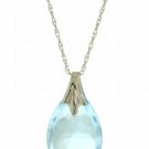 DD-2810W: 14K WHITE GOLD NECKLACE W/ NATURAL BRIOLETTE BLUE TOPAZ
