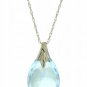 DD-2810W: 14K WHITE GOLD NECKLACE W/ NATURAL BRIOLETTE BLUE TOPAZ