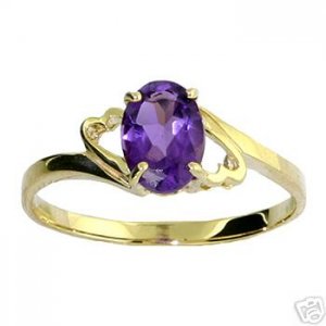 DD-1314Y: 14K. SOLID GOLD RING WITH  NATURAL OVAL AMETHYST
