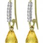 DD-2944Y: 14K.GOLD FISH HOOK EARRINGS NATURAL DIAMONDS & CITRINES